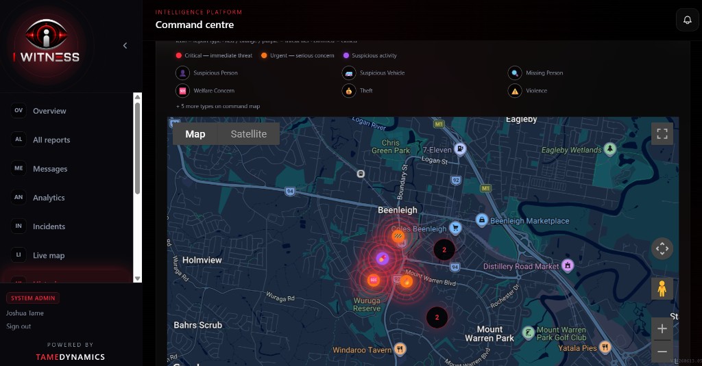 I Witness Australia command centre